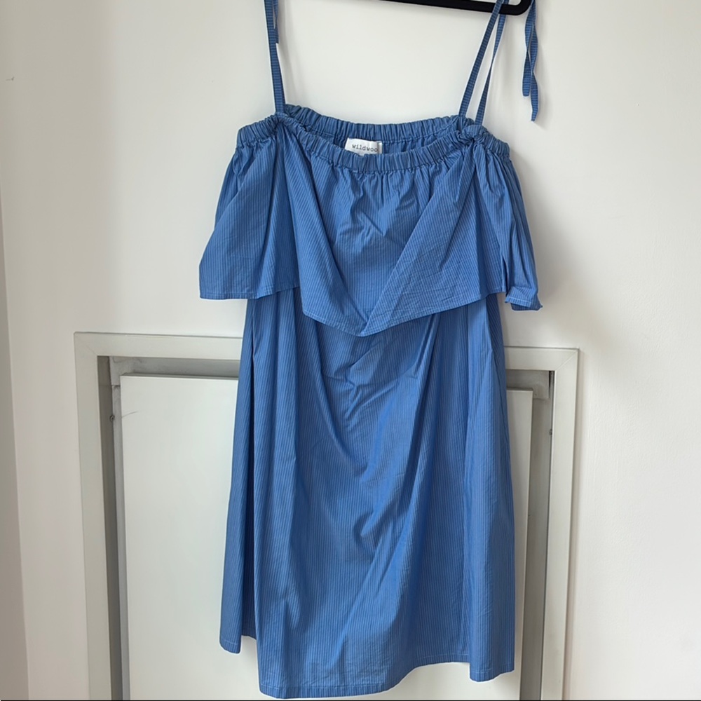 Wildwood Cotton Poplin Blue stripe convertible dress